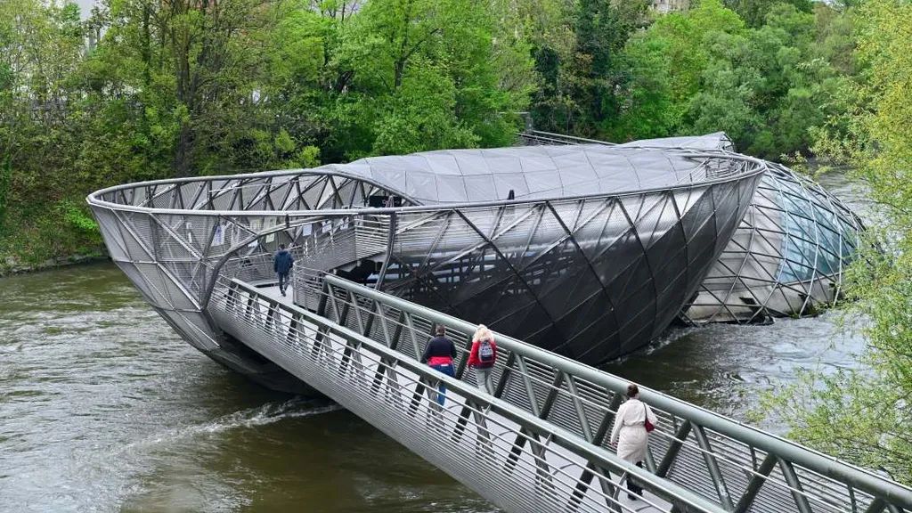 Murinsel, Ausztria, Graz, mesterséges, úszó, sziget, 