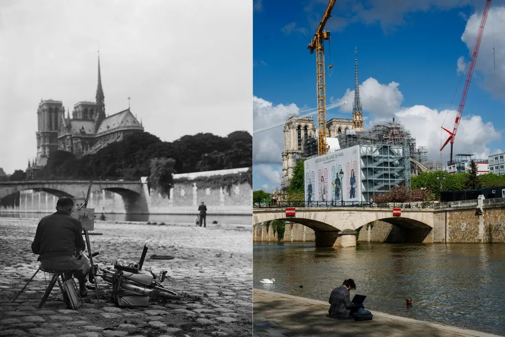 Párizs egykor és most: lélegzetelállító képpárokon a francia főváros meghatározó épületei, Párizsépületek2024