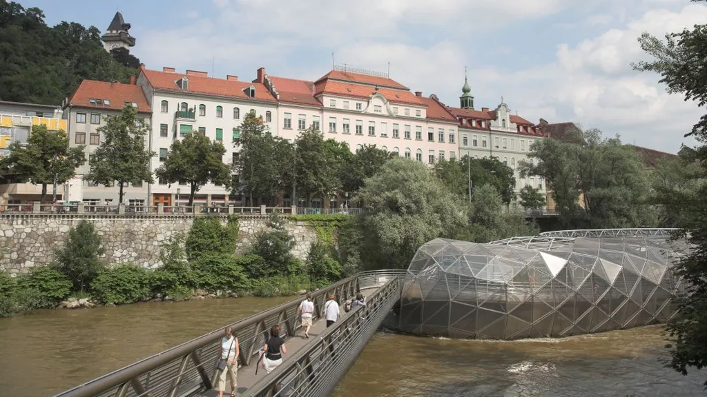 Murinsel, Ausztria, Graz, mesterséges, úszó, sziget, 