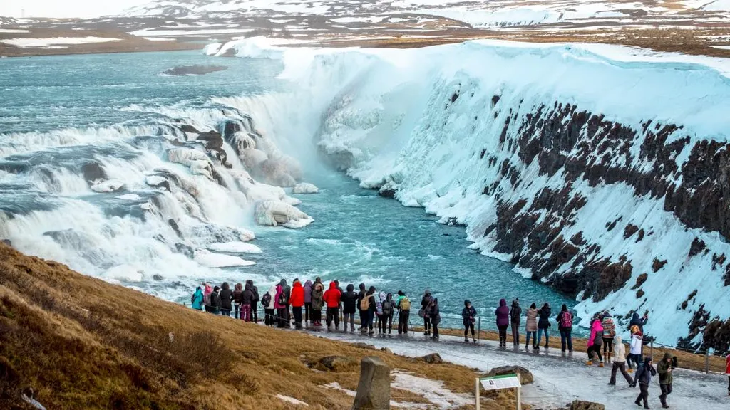 Gullfoss, vízesés, Izland,
