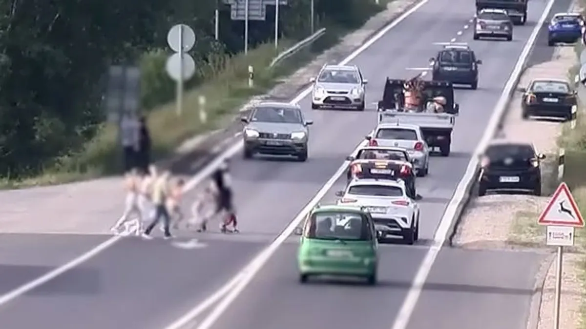 A gyerekeik életét is kockáztatva rohangált több család a forgalmas M2-es autóúton - videó