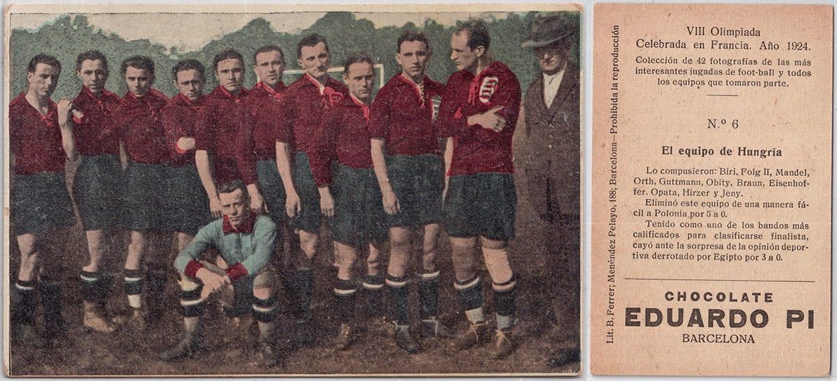 focis kártya, sportkártya, 1924, magyar válogatott