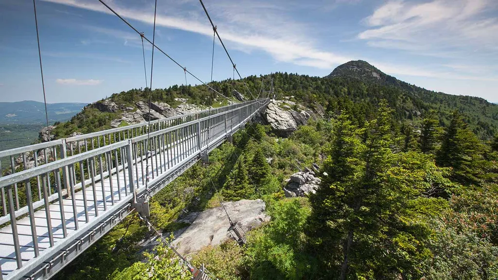 Mile High Swinging Bridge, függőhíd, híd, Grandfather mountain, éneklő függőhíd, látványosság, Amerika, 