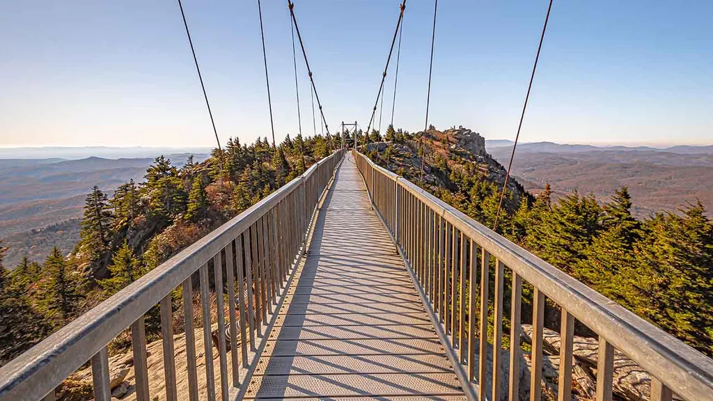 Mile High Swinging Bridge, függőhíd, híd, Grandfather mountain, éneklő függőhíd, látványosság, Amerika, 