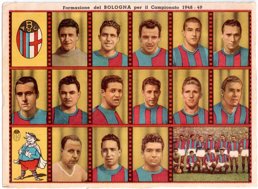 focis kártya, sportkártya, 1948-1949, Bologna, Sárosi Béla, Mike Mayer István