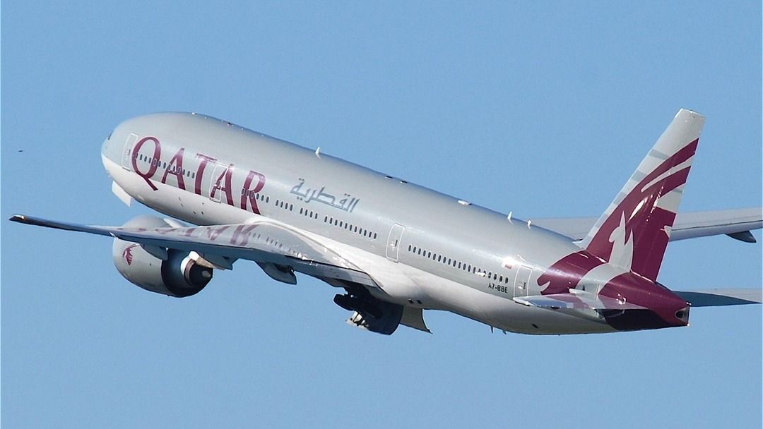 qatar airways, repülőgép, illusztráció