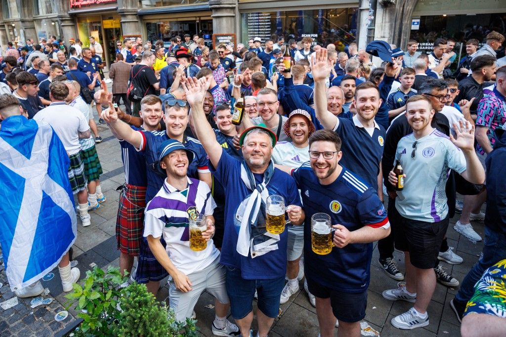 Euro 2024 - Scottish fans on Munich's Marienplatz