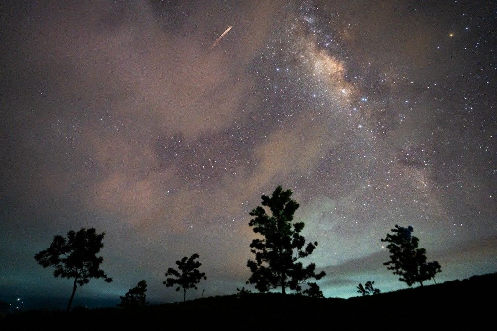 Eta Aquarids Meteor Shower Appears In The Night Sky.