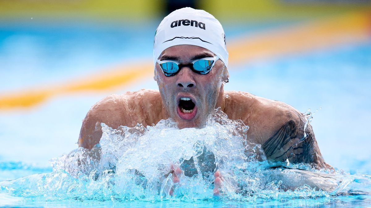 Holló Balázs a férfi 400 méteres vegyesúszás versenyszámának előfutamában a belgrádi vizes Európa-bajnokságon 2024. június 17-én, úszó-Eb