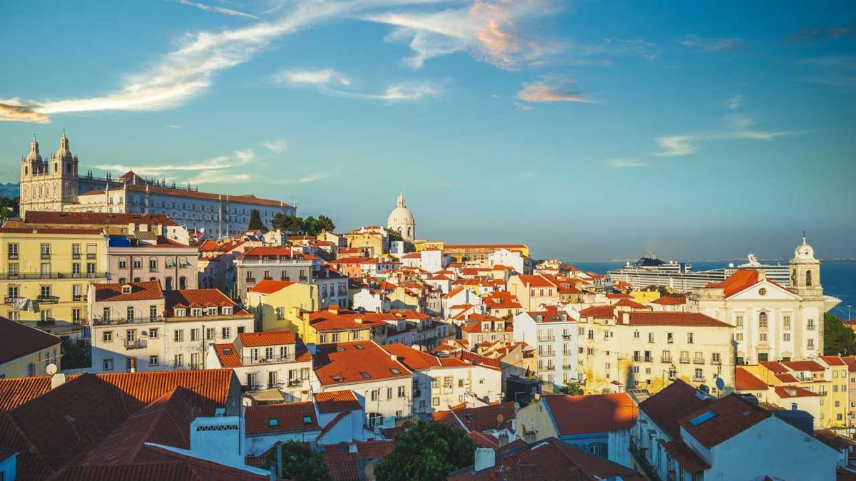 Lisszabon, Portugália, strand, klub, szórakozóhely, illusztráció