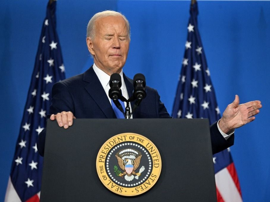 President Joe Biden gives a press conference