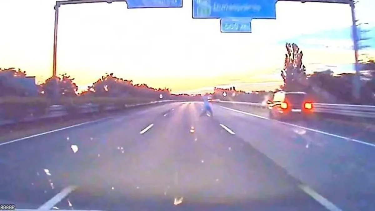 Egy ember rohangált az M7-esen - videó
