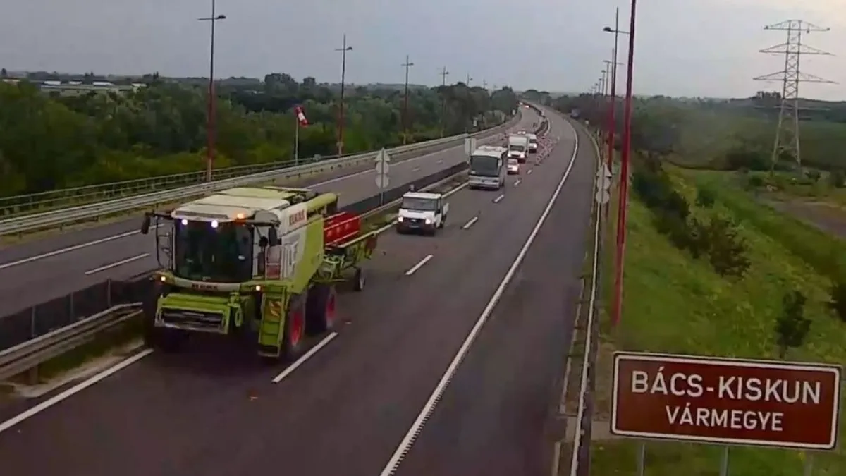 Tötyögő kombájnok és traktorok készítették ki a sofőröket az M8-as és az M86-os autóúton