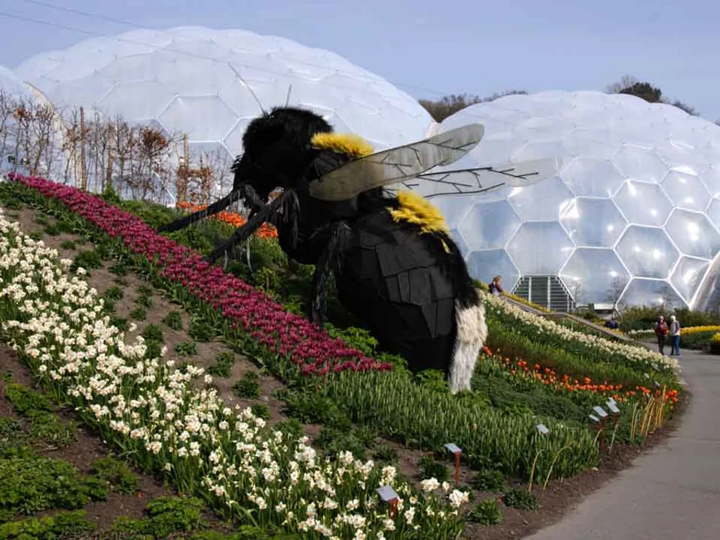 Giant bumble bee sculpture, Eden Project, near St Austell, Cornwall.