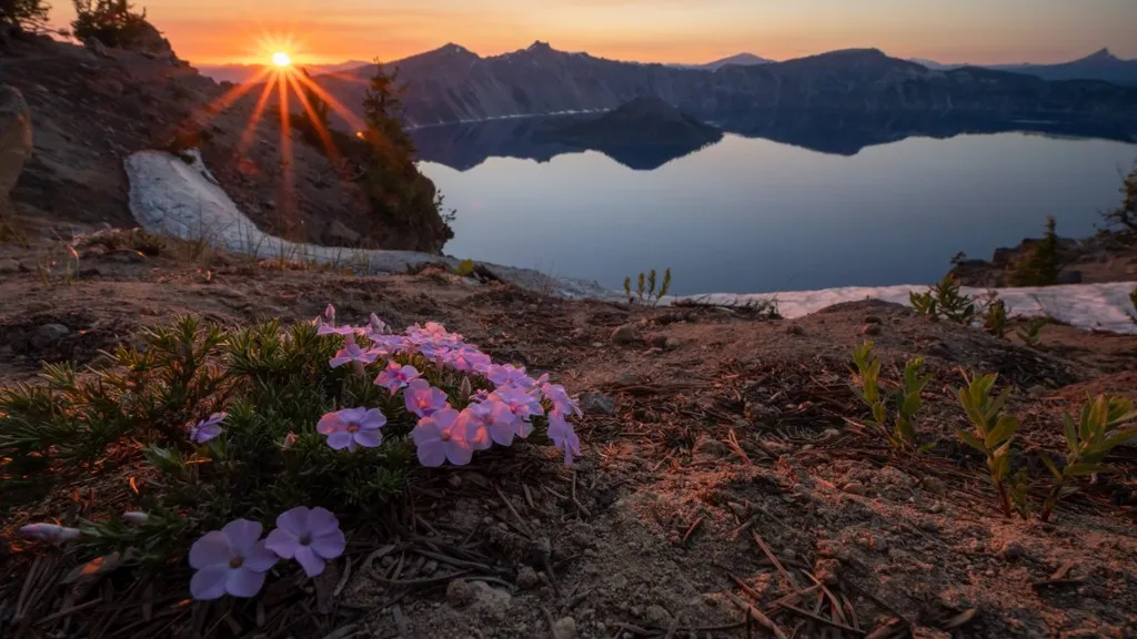 Bundle,Of,Phlox,Blossoms,Along,The,Rim,Of,Crater,Lake