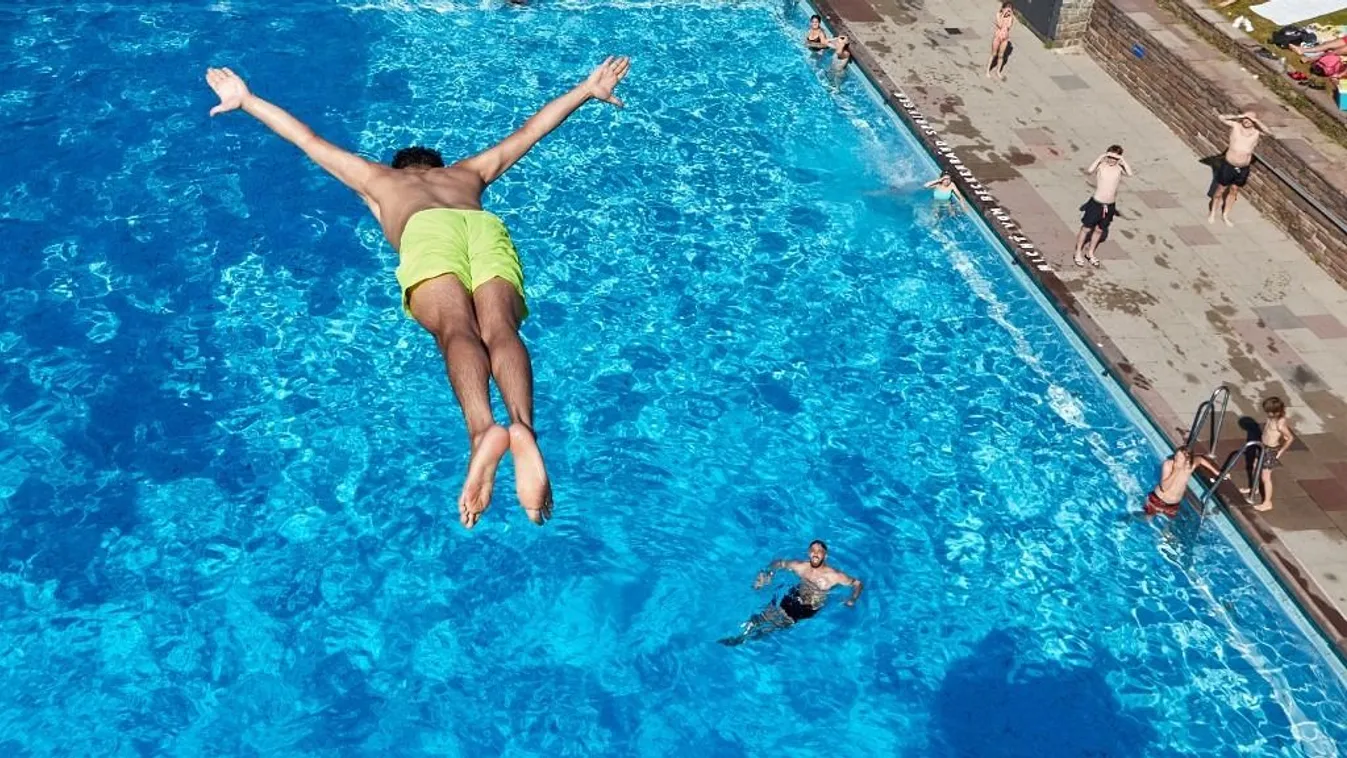 People in Hamburg enjoy their outdoor pools