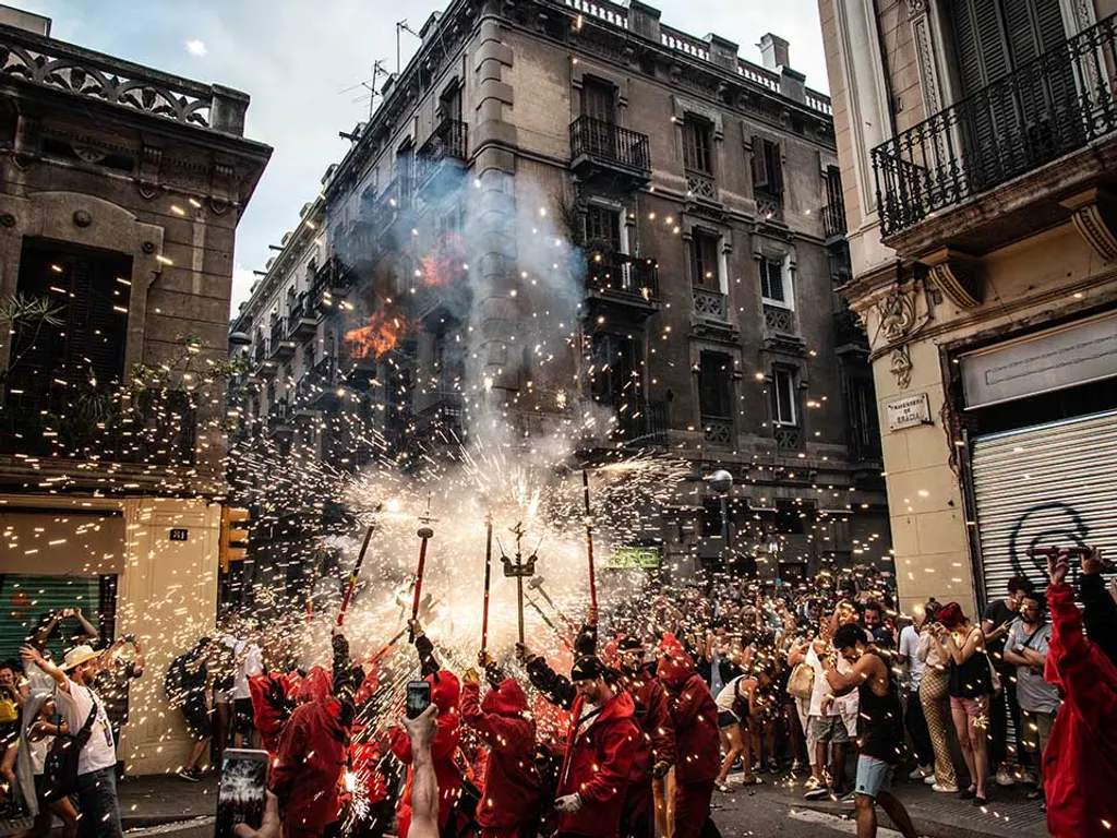 Barcelona,Spain,19,August,2019,Fireworks,At,The,Festival,De