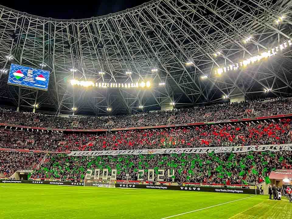 Magyarország-Hollandia, élőkép, szurkolók, szurkoló, magyar labdarúgó-válogatott, magyar fociválogatott, válogatott labdarúgó-mérkőzés, UEFA Nemzetek Ligája, Puskás Aréna, MagyarországHollandia, 2024.10.11., 
