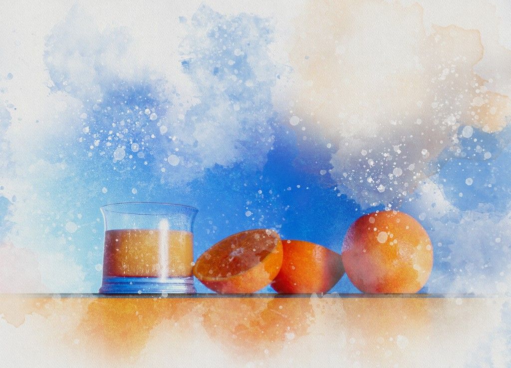 c-vitamin Oranges and orange juice, illustration