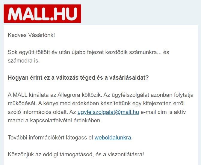 Mall.hu olvasói e-mail