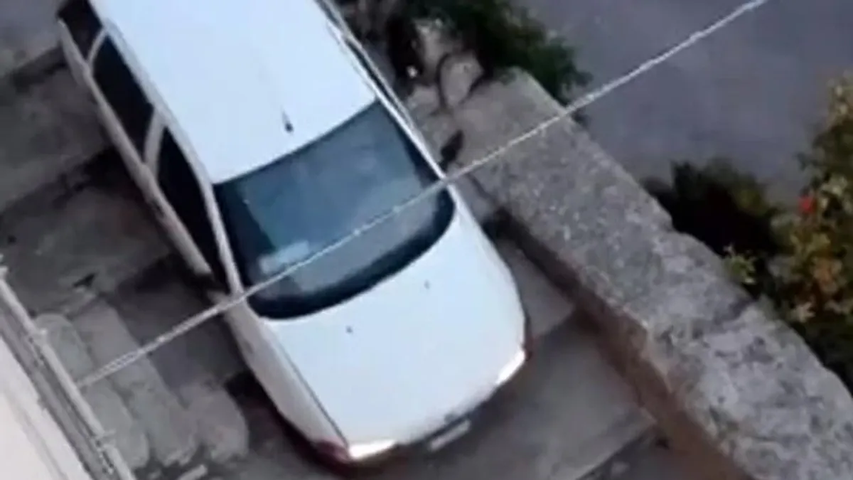 A rövidebb utat választotta egy autós, a lépcsősor sem jelentett számára akadályt - videó