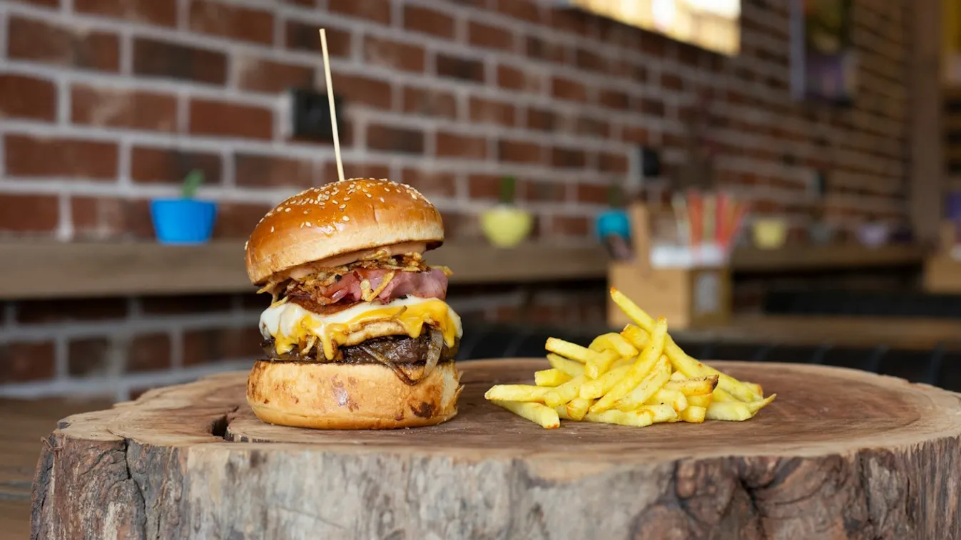 hamburger sült krumpli gyorsétterem étel