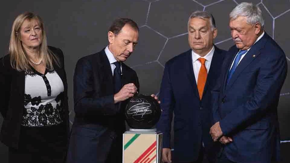 Puskás Múzeum, Orbán Viktor Magyarország miniszterelnöke, Puskás Múzeum megnyitó, PuskásMúzeum, OrbánViktor, 2024.11.25., Puskás Ferenc,