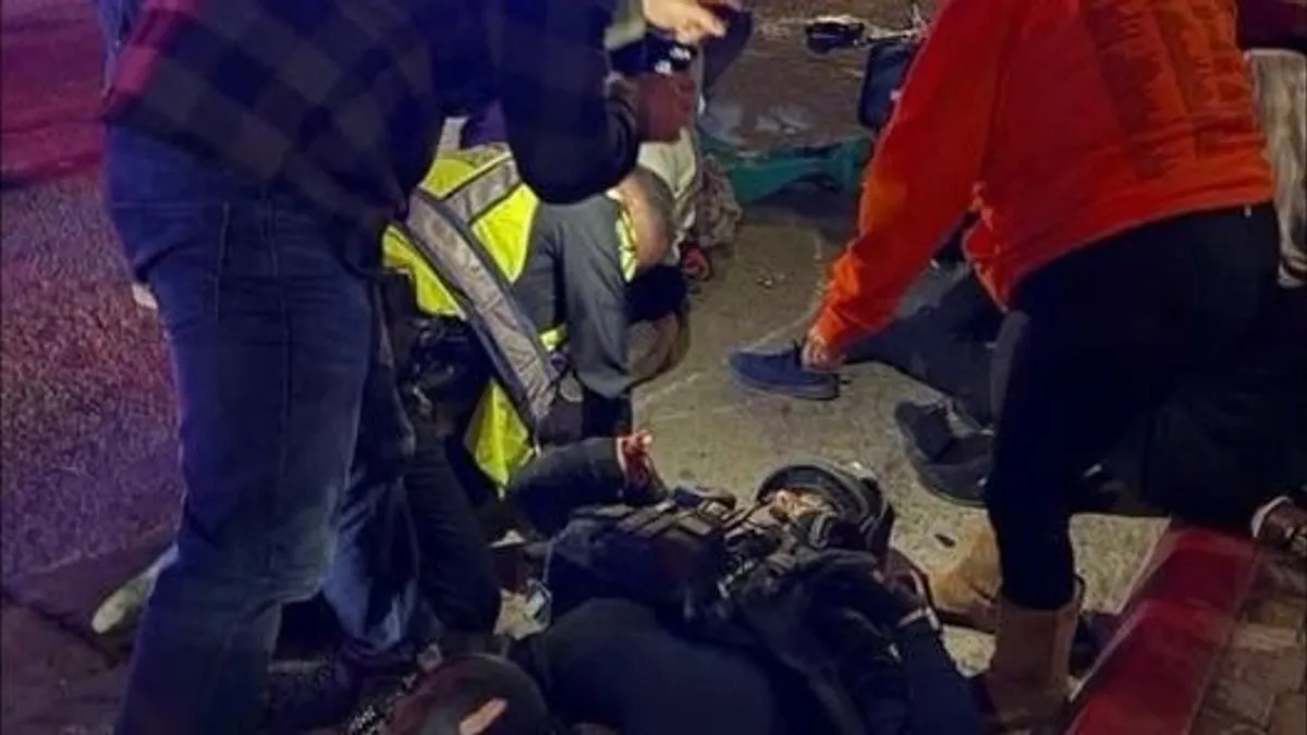 Tömegbe hajtott egy rendőr a karácsonyi felvonuláson - videó