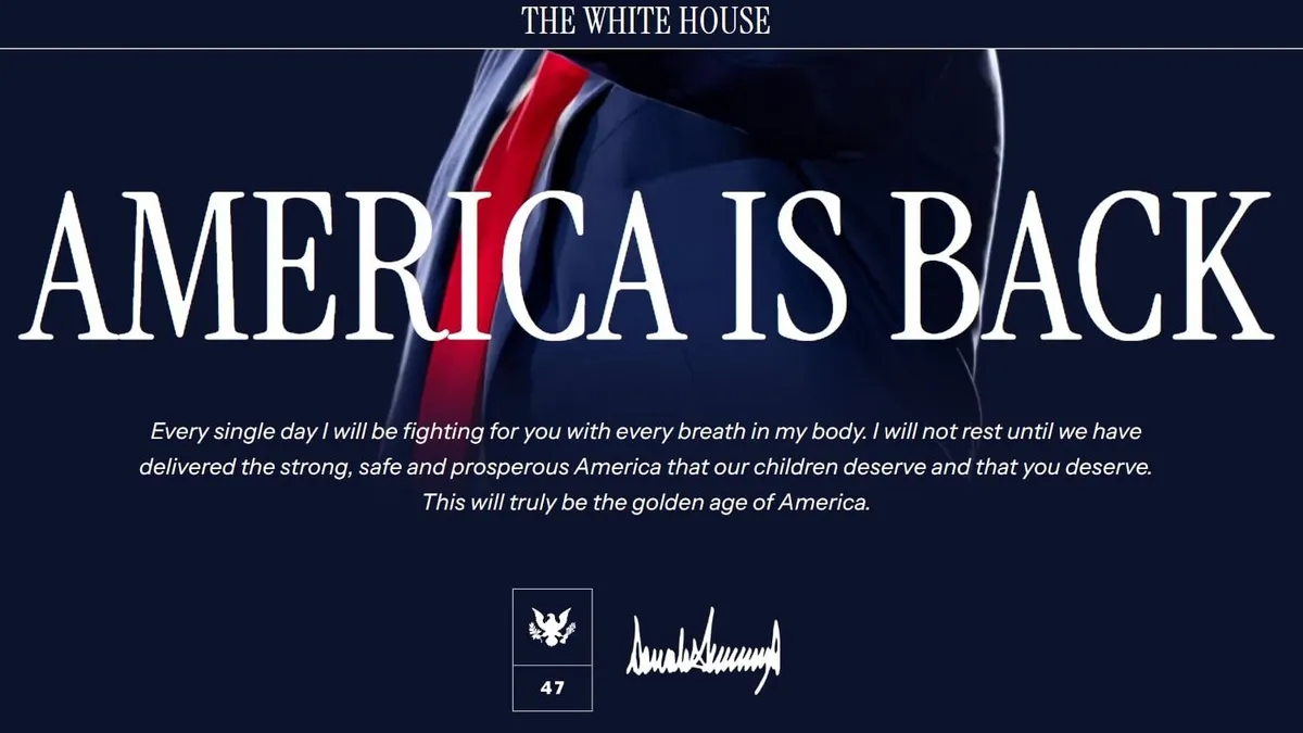 Donald Trump eskütétele után azonnal megújult a Fehér Ház honlapja