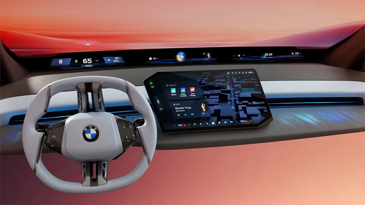 A szélvédő alsó peremén lévő kijelzővel újulnak meg a BMW-belsők