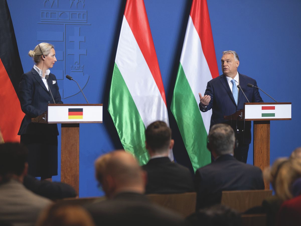 Orbán Viktor miniszterelnök és Alice Weidel sajtótájékoztatója, OrbánViktor, AliceWeidel, 2025.02.12., Karmelita kolostor, 