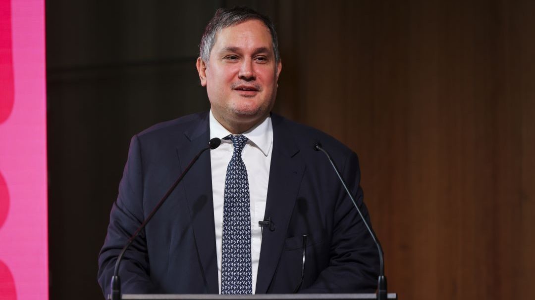 Nagy Márton nemzetgazdasági miniszter beszédet mond az Oszakai Világkiállításra készülő Magyar Pavilon építészeti, kreatív és művészi koncepcióját bemutató sajtótájékoztatón a Magyar Zene Házában 2024. február 24-én