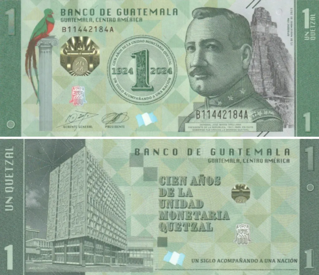 Az év bankjegye 2024, Azévbankjegye2024
Guatemala 1 Quetza