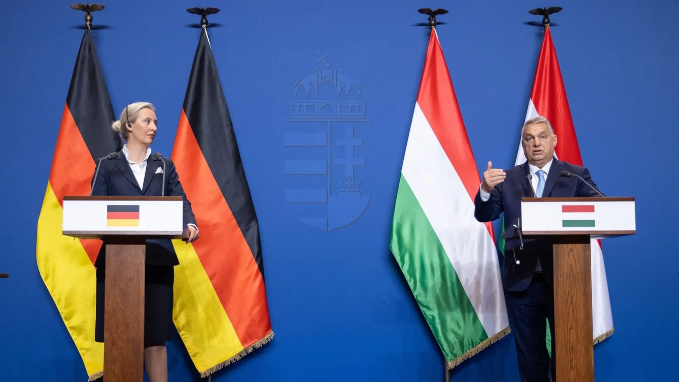 Orbán Viktor miniszterelnök és Alice Weidel sajtótájékoztatója, OrbánViktor, AliceWeidel, 2025.02.12., Karmelita kolostor