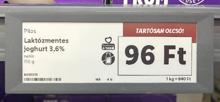 Árrésstoppos termék jelölésére szolgáló ártábla