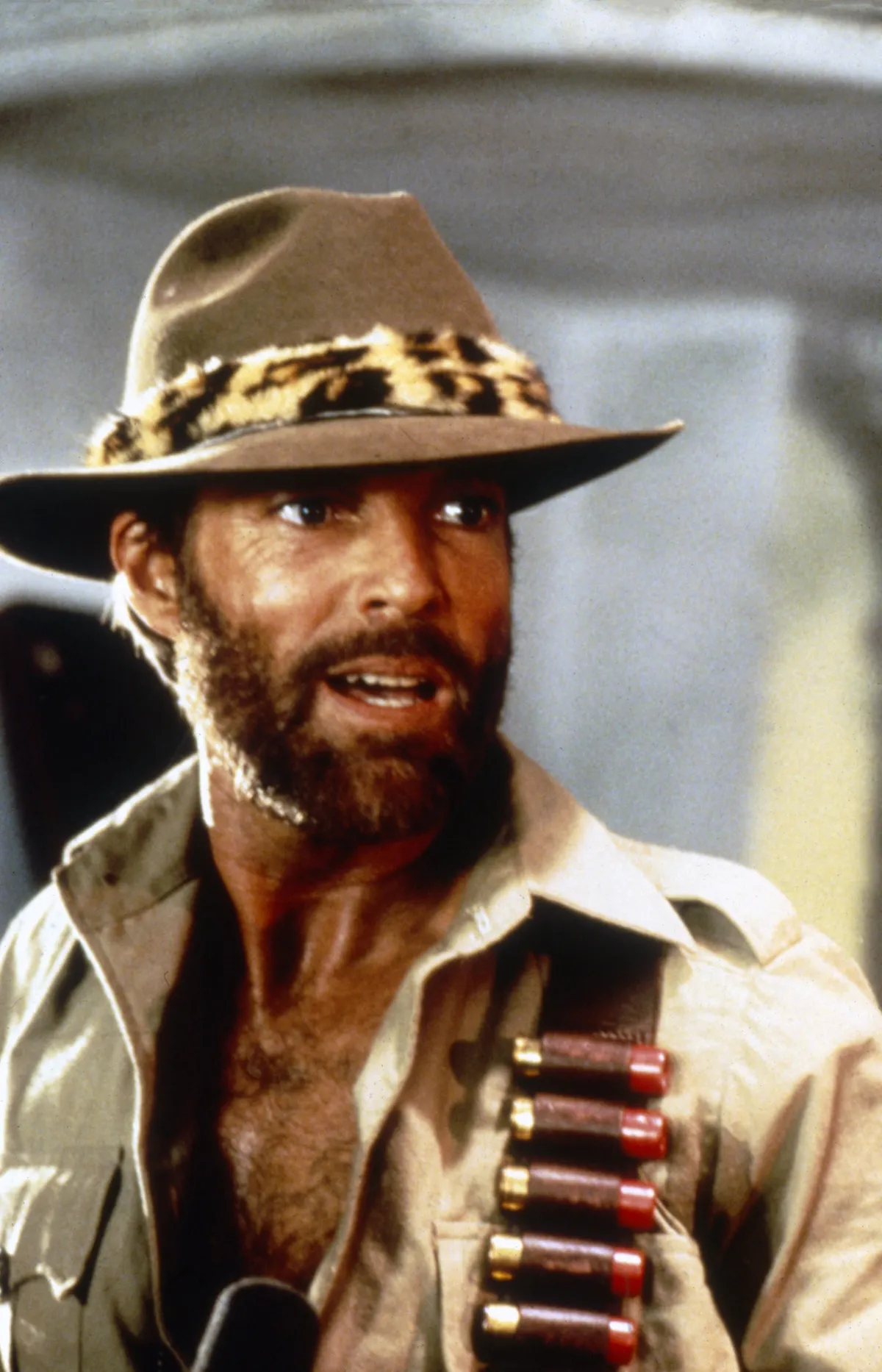 King Solomon's Mines 
Year : 1985 USA
Director : J. Lee Thompson
Richard Chamberlain

Restricted to editorial use. See caption for more information about restrictions.
It is forbidden to reproduce the photograph out of context of the promotion of the film. It must be credited to the Film Company and/or the photographer assigned by or authorized by/allowed on the set by the Film Company. Restricted to Editorial Use. Photo12 does not grant publicity rights of the persons represented. (Photo by 7e Art/Golan-Globus Productions / Photo12 via AFP)