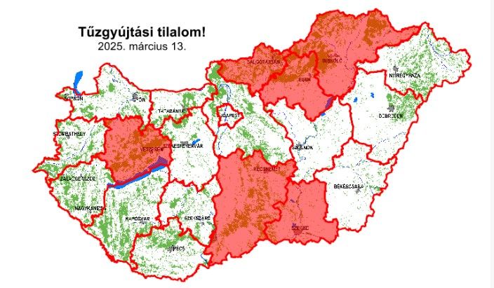 tűzgyújtási tilalom,térkép