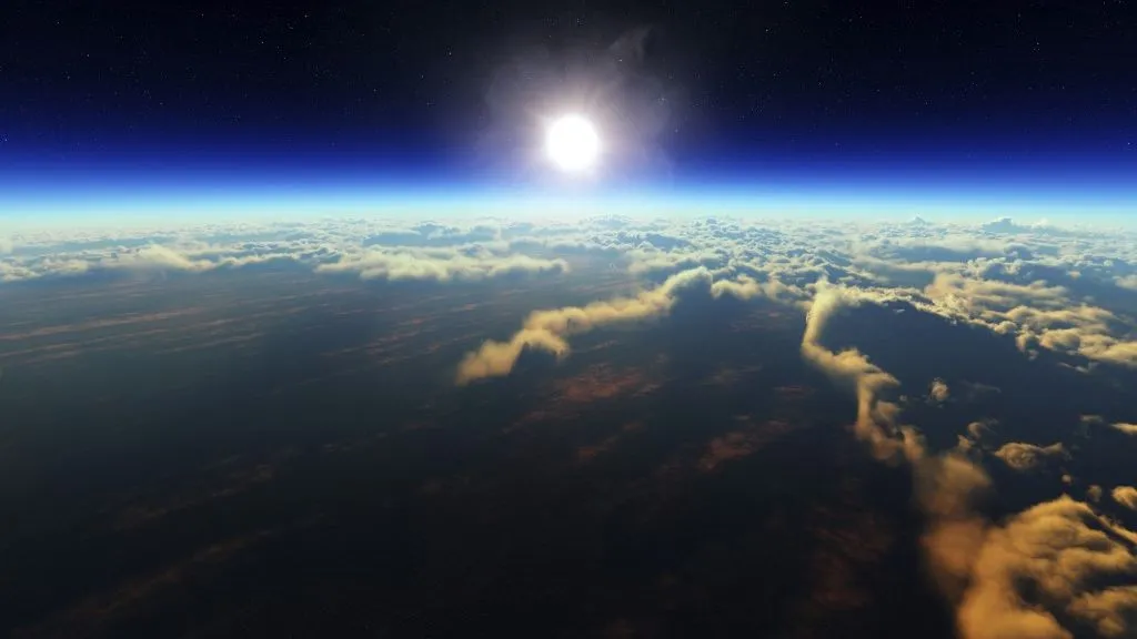 Sunrise above planet earth, illustration. (Photo by JOHAN SWANEPOEL / SCIENCE PHOTO / JSW / Science Photo Library via AFP)