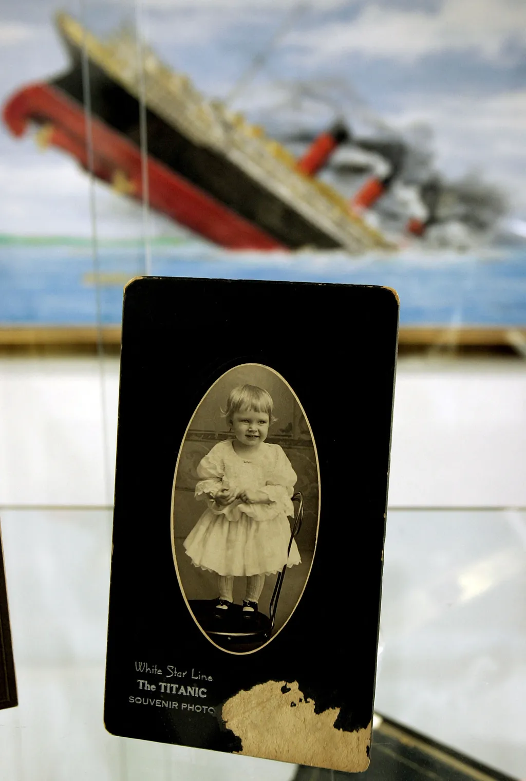 Souvenir photo taken on the Titanic of Miss Eleanor Ileen Johnson, who was 19 months old and was rescued, is displayed during a press preview 22 June 2007 for the Christie's New York Ocean Liner sale that will take place 28 June. Eighteen of the items for