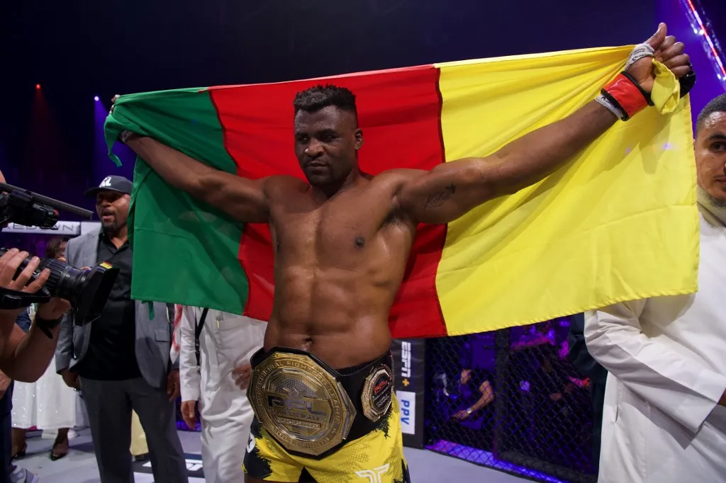 halál, RIYADH, SAUDI ARABIA - OCTOBER 19: Francis Ngannou of Cameroon defeats Renan Ferreira (not seen) of Brazil during a match organized by Professional Fighters League MENA in Riyadh, Saudi Arabia on October 19, 2024. Mohammed Saad / Anadolu (Photo by Mohammed Saad / ANADOLU / Anadolu via AFP)