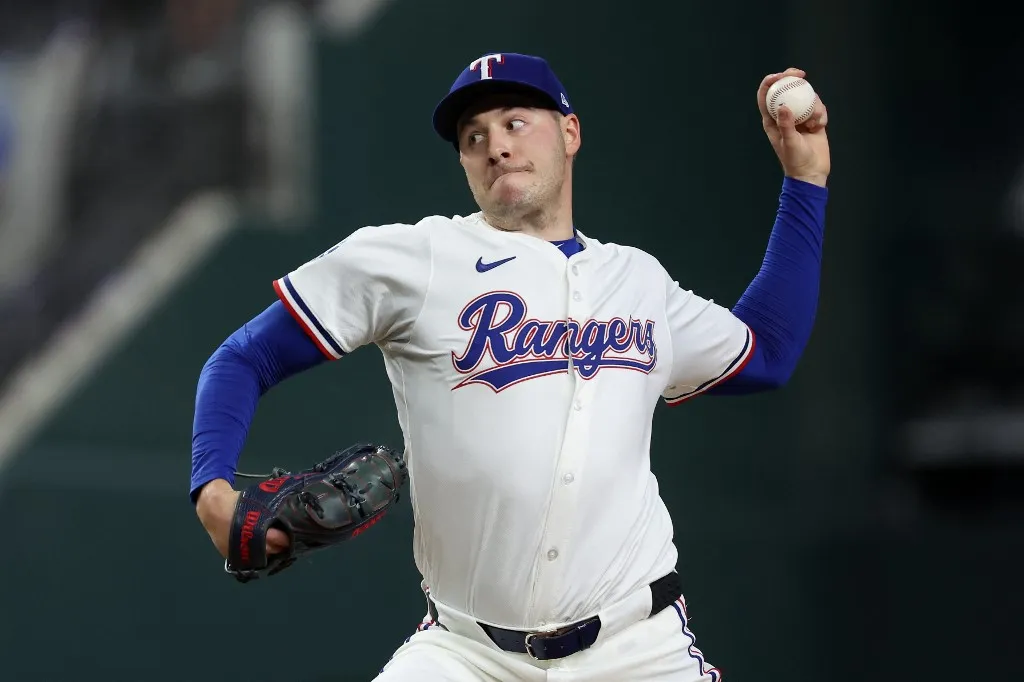 ARLINGTON, TEXAS - APRIL 16: Patrick Corbin #46 of the Texas Rangers pitches during the first inning \L at Globe Life Field on April 16, 2025 in Arlington, Texas.   Sam Hodde/Getty Images/AFP (Photo by Sam Hodde / GETTY IMAGES NORTH AMERICA / Getty Images via AFP)