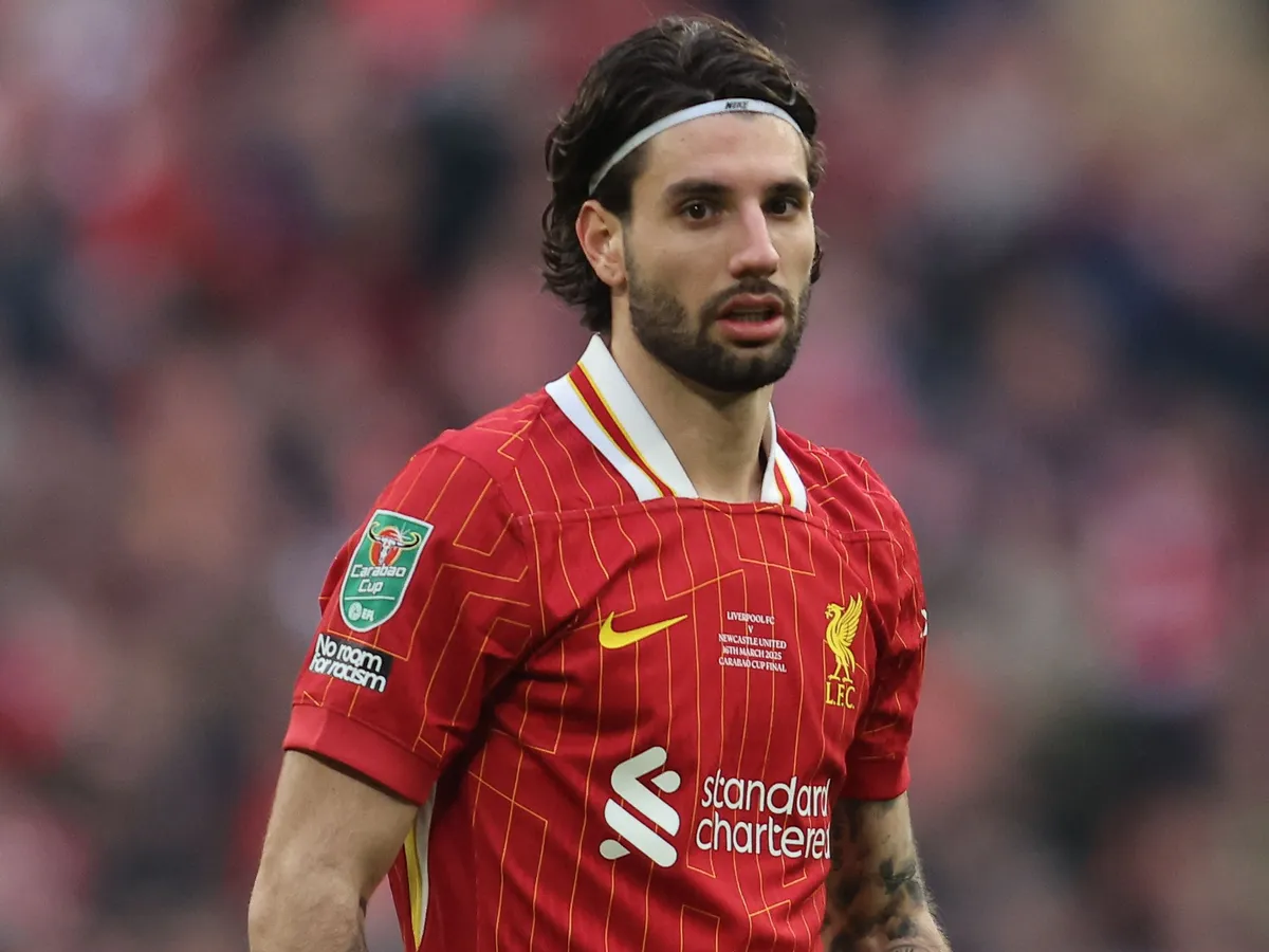 Dominik Szoboszlai of Liverpool participates in the Carabao Cup Final between Liverpool and Newcastle United at Wembley Stadium in London, England, on March 16, 2025. (Photo by MI News/NurPhoto) (Photo by MI News / NurPhoto / NurPhoto via AFP)