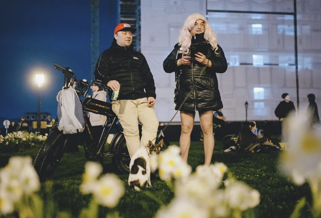 Pride-tüntetés, Hadházy Ákos, forgalmi dugó, Pride-tüntetésHadházyÁkos, forgalmi dugó, 2025.04.15.