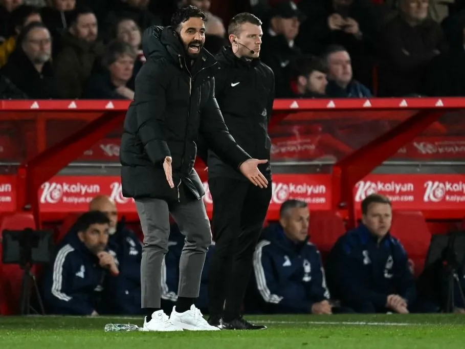 Manchester United's Portuguese head coach Ruben Amorim shouts instructions to the players from the touchline during the English Premier League football match between Nottingham Forest and Manchester United at The City Ground in Nottingham, central England, on April 1, 2025. (Photo by Paul ELLIS / AFP) / RESTRICTED TO EDITORIAL USE. No use with unauthorized audio, video, data, fixture lists, club/league logos or 'live' services. Online in-match use limited to 120 images. An additional 40 images may be used in extra time. No video emulation. Social media in-match use limited to 120 images. An additional 40 images may be used in extra time. No use in betting publications, games or single club/league/player publications. /