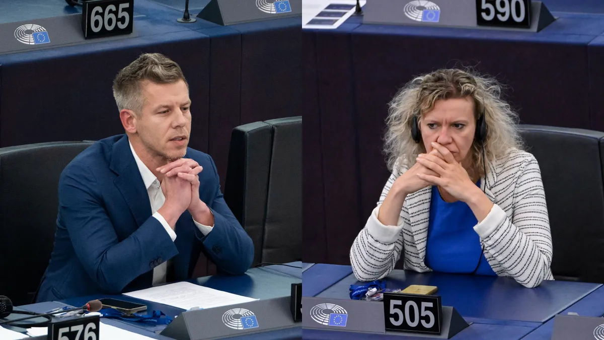 Magyar Péter és Kollár Kinga az Európai Parlamentben 