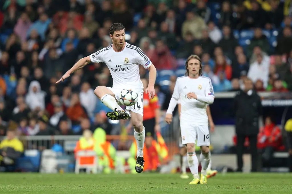 Football - UEFA Champions League 2013/2014 - 1/4 Final - 1st Leg - Real Madrid v Borussia Dortmund in Santiago Bernabeu Stadium on April 2 , 2014 in Madrid , Spain - Photo Manuel Blondeau / AOP PRESS / DPPI - Xabi Alonso of Real Madrid (Photo by MANUEL BLONDEAU / AOP PRESS / DPPI via AFP)