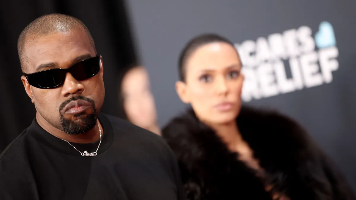 LOS ANGELES, CALIFORNIA - FEBRUARY 02: (L-R) Kanye West and Bianca Censori attend the 67th Annual GRAMMY Awards on February 02, 2025 in Los Angeles, California.   Matt Winkelmeyer/Getty Images for The Recording Academy/AFP (Photo by Matt Winkelmeyer / GETTY IMAGES NORTH AMERICA / Getty Images via AFP)