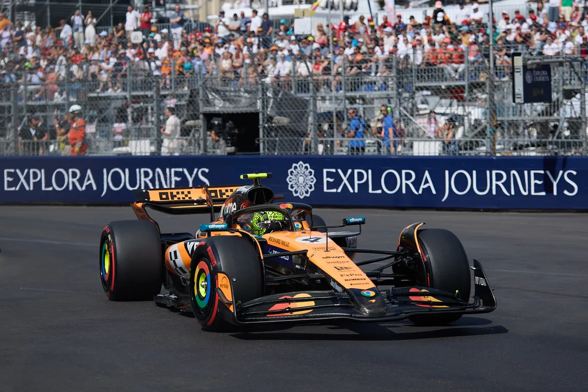 Lando Norris of Great Britain and McLaren Formula 1 Team drives on track during the qualifying session ahead of the F1 Grand Prix of Monaco at Circuit de Monaco on May 24, 2025 in Monte-Carlo, Monaco. (Photo by Nicola Ciancaglini/Ciancaphoto Studio/NurPhoto) (Photo by Ciancaphoto Studio / NurPhoto / NurPhoto via AFP)