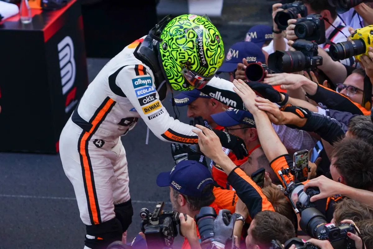 Forma-1, Lando Norris wins the race during the Formula 1 TAG Heuer Gran Premio di Monaco 2025 in Monaco, Monaco, on May 25, 2025. (Photo by Alessio Morgese/NurPhoto) (Photo by Alessio Morgese / NurPhoto / NurPhoto via AFP)
