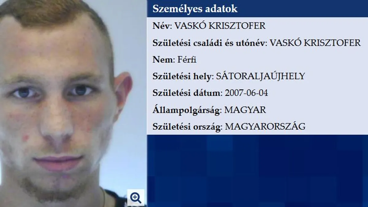 Rejtélyes eltűnés: napok óta keresik a 17 éves Vaskó Krisztofert Taktabájon